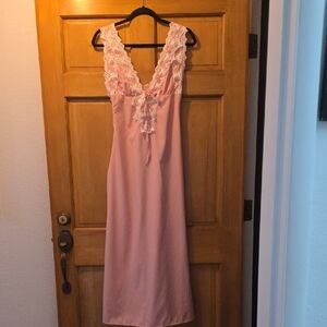 Pink Lace Trim Nightgown Size Small